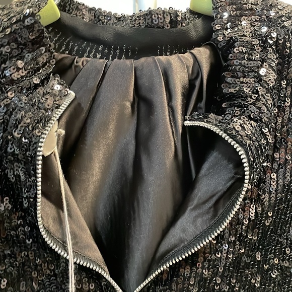 ZADIG & VOLTAIRE Black Beaded Sequins Long Sleeve Bell Wrist Nwt Size M - Picture 8 of 12